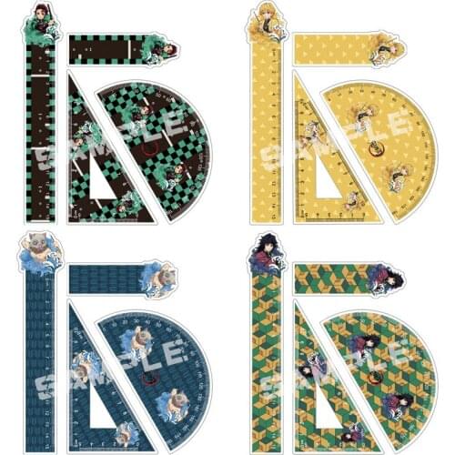 Demon Slayer Rulers Set Anime Ruler Straight Cartoon Kawaii Study Stationery Journal Writing Supplies School Kamado Tanjirou