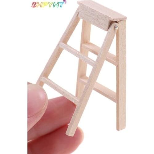 NEWNew 1/12 Dollhouse Miniature Wooden Ladder Stair Room Fairy Garden Accessories Decoration High Quality