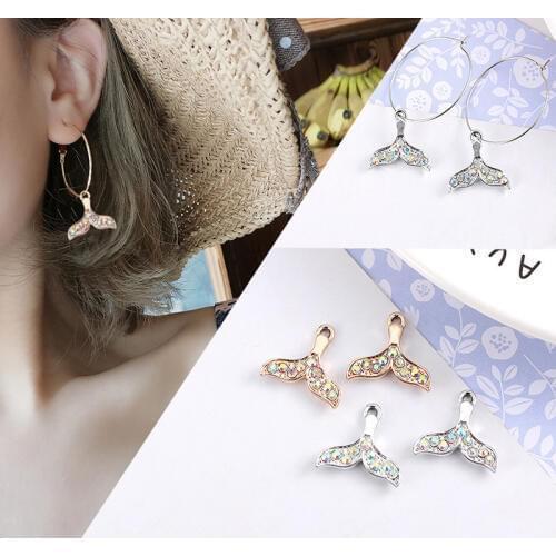 Newest ! 20mm*19mm 10pcs/lot New Designs AB Rhinestone Fish Tail Charms For Handmade DIY Jewelry Making YZ317
