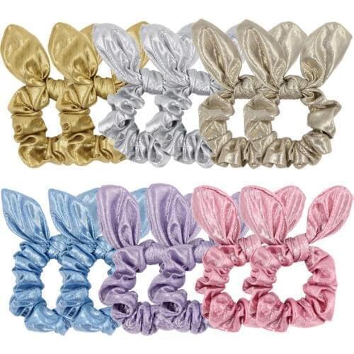 New arrival Fashion women cute PU knot bow Hair bands rabbits ear hair scrunchies girls hair Tie Accessories Ponytail Holder