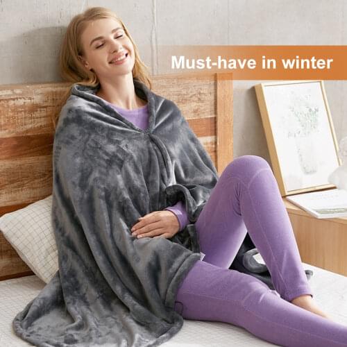 USB Heated Shawl Blanket 3 Temperature Fast Heating Home Office Travel Use Wearable Electric Blanket for Winter Must Have
