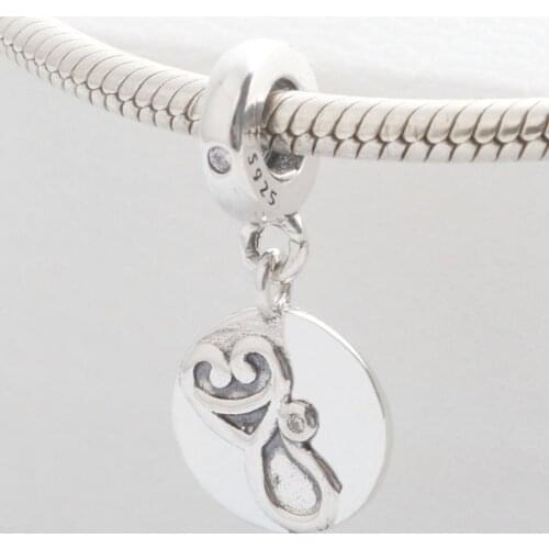 Authentic S925 Dazzling Stethoscope With Crystal Pendant Charm for Women Bracelet Bangle DIY Jewelry