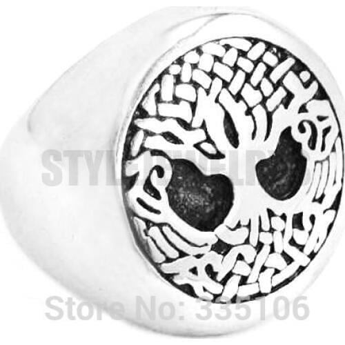 Great Life Tree Celtic Knot Ring Stainless Steel Jewelry Claddagh Style Life Tree Biker Men Ring Wholesale SWR0383A