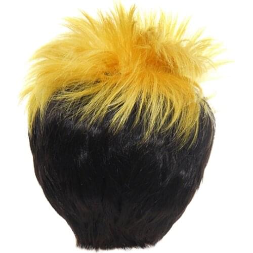 Fashion Girls Cosplay Short Straight Hair Wig Party Wig Black Yellow