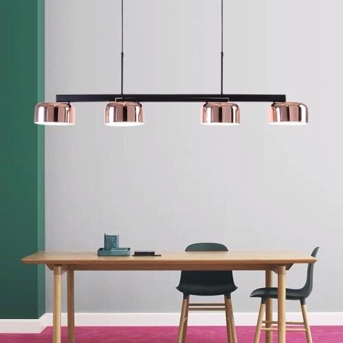 4 Heads Postmodern Rose Gold Dining Room Pendant Light Creative Rotatable Arms Italy Designer Hanging Lamp With Led Bulbs