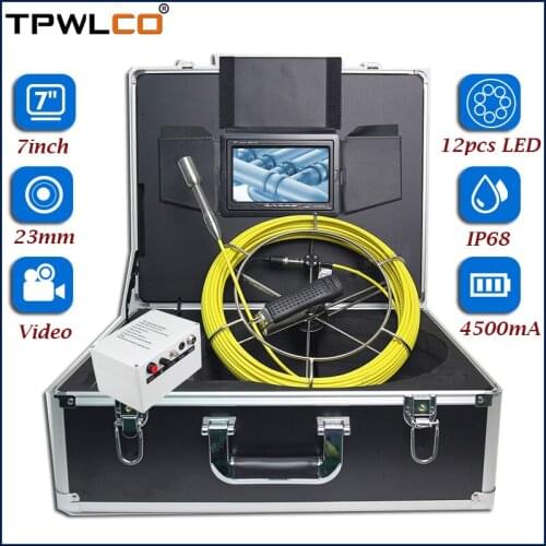 7" Underwater Industrial Pipe Sewer Drain Wall Video Plumbing System With Sun-visor 20m Mini Sewer Inspection Camera Head 23mm
