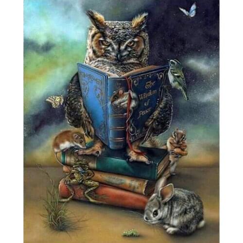 Full Square 5D Diy Diamond Painting cartoon owl book Wall Stickers Diamond Embroidery Cross Stitch Mosaic Home DecorationZP-2150