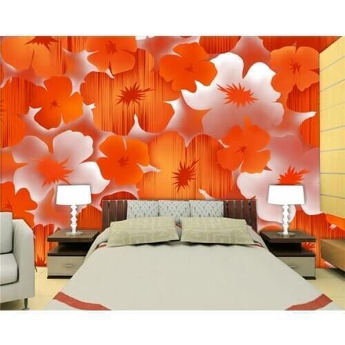Custom Photo Mural Modern Elegant Orange Flower Background TV Sofa Bed Room Bar Hotel Living Room Wallpaper