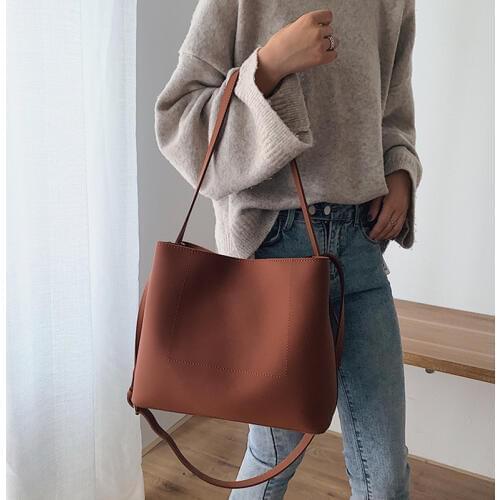 Casual Large Capacity Designer Handbag Women Luxury Matte Leather Female Shoulder Messenger Bag Big Buckets Lady Purse Tote 2021