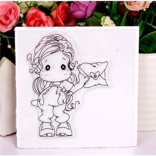 New girl cartoon pattern Stamp And metal die Scrapbooking Alphabet Stamp Embossing Craft making Silicone Transparent Stamps