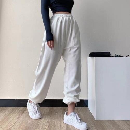 Autumn and winter new sweatpants women drawstring loose high waist casual pants straight trousers ins fashion wild