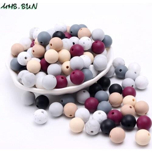 MHS.SUN Silicone Round Beads For Baby Infants Chewable Teething Nursing Jewelry BPA Free Loose Beads Soft 9mm/12mm/15mm/19mm