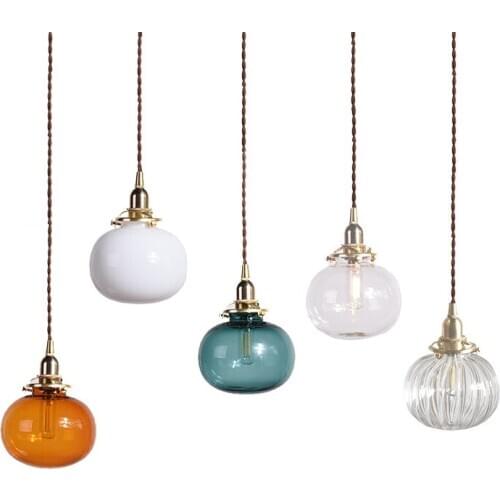 Modern creative glass pendant lamp bar bedside bedroom dining room decoration pendant lights indoor LED E27 lighting ZM1014