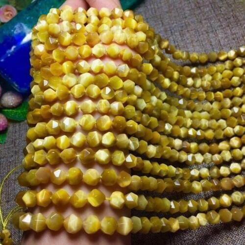 Loose beads tigers eye yellow round faceted 8mm 15" for DIY jewelry making FPPJ wholesale beads nature gem stone