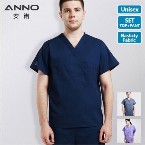 ANNO Body Scrubs Elasticity Clothing Nurse Uniform Hospital Set Nurse Uniforms Nursing Dress Suit Stretch Fabrics with Spandex