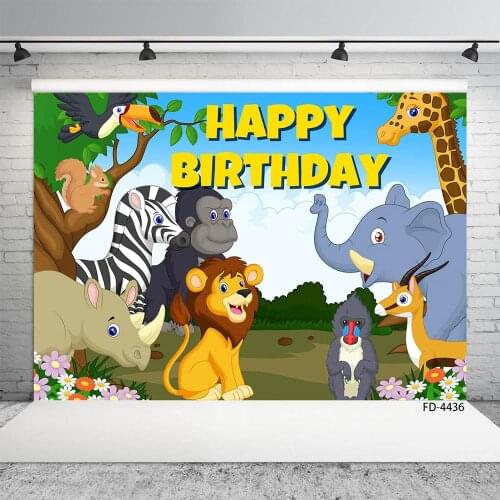 Photo Background Cartoon Animals Safari Park Vinyl Backdrops for Baby Shower Children Birthday Party Photocall Photography Props