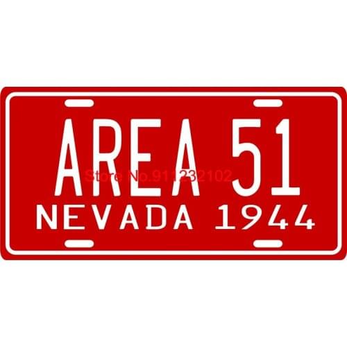 Area 51 Alien License Plate Vintage Metal Sign Iron Painting Vintage Home Decor for Bar Pub Club Man Cave