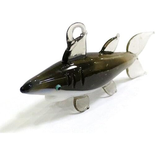 Hanging Glass Shark Miniature Figurine Pendant Festival Party Cute Sea Animal Ornaments Supplies Home Aquarium Decor Accessories