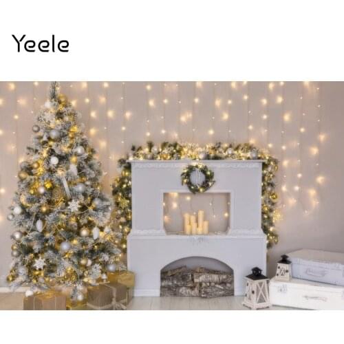 Yeele Light Strip Christmas Tree Fireplace Baby Gift Photography Backdrop Photographic Decoration Backgrounds For Photo Studio