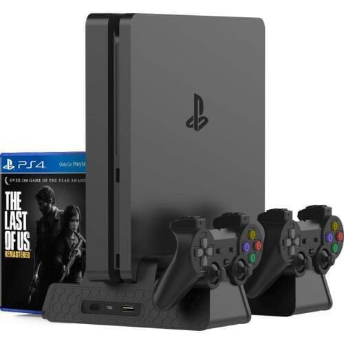 Dual Controller Charging Dock Station Multifuctional Stand with Cooling and Charging System for Playstation 4/ PS4 Slim/ PS4 Pro