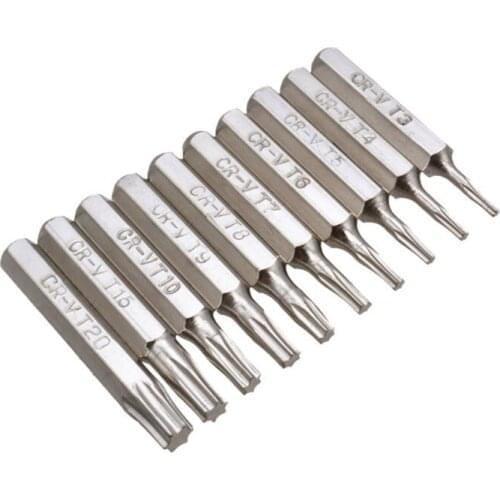 10PCS CR-V Torx Screwdriver Bits Set T3 T4 T5 T6 T7 T8 T9 T10 T15 T20 Mobile Repair Bit Plum Blossoms Repairing Head