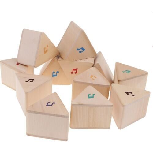 12Pcs Wooden Triangle Rattle Blocks Sound Memory Game Kids Early Educational Toy