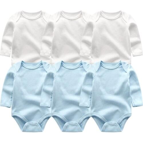 3/5/6PCS Baby Girl Clothes Solid Unisex Cotton Newborn Bodysuits Full Sleeve O-Neck Baby Boy Clothes Print Cartoon Roupa de bebe