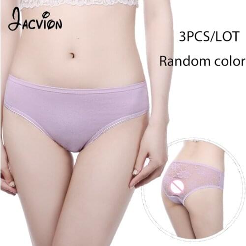 3 Pieces/Set Underwear Women Sexy Lace Panties Soft Transparent Female Briefs