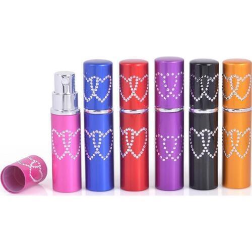 5ML Double Love Heart Woman Perfume Bottle Atomizer Refillable Portable Metal Aluminum Glass Empty Container LX4202