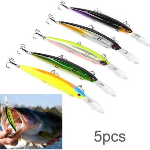5pcs Sea Fishing Minnow Lures 12.5g 15.2cm Fish Wobbler Tackle Crankbait Artificial Hard Bait Swimbait Pesca