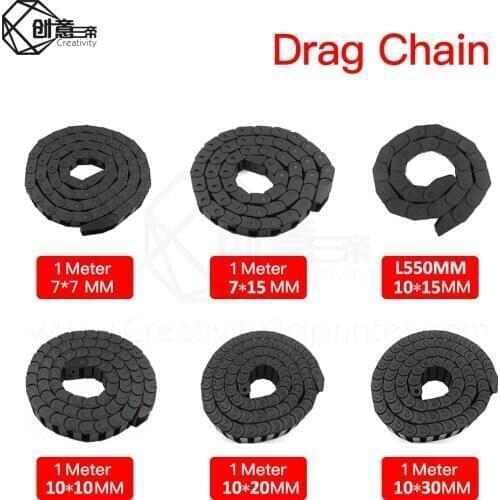 7 x 7mm 10 x 10/15/20/30/40 mm Cable Drag Chain Wire Carrier With End Connectors For CNC Router Machine Tools