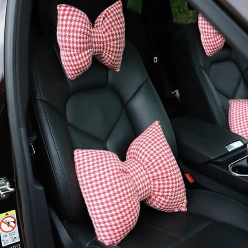 80% Hot Sales!! 2Pcs/Set Headrest Lumbar Pillow Bowknot Shape Soft Cotton Fast Rebound Headrest Lumbar Support Cushion Kit for C