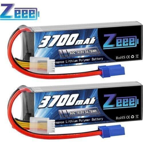 2units Zeee 14.8V 4S Lipo Battery 60C 3700mAh Soft Case Battery with EC5 Plug for RC Airplane Helicopter Boat UAV Drone FPV Car