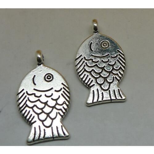 ALY ALY 50pcs/lot Tiny Fish Charms 25x13mm Cartoon Fish Pendant DIY Jewelry Findings Handmade