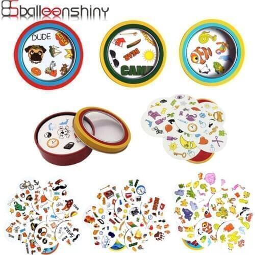 Balleenshiny 55pcs Cards Game English Version Education Toys With Metal Box for Home Family Activities Party Enjoy It Board Game
