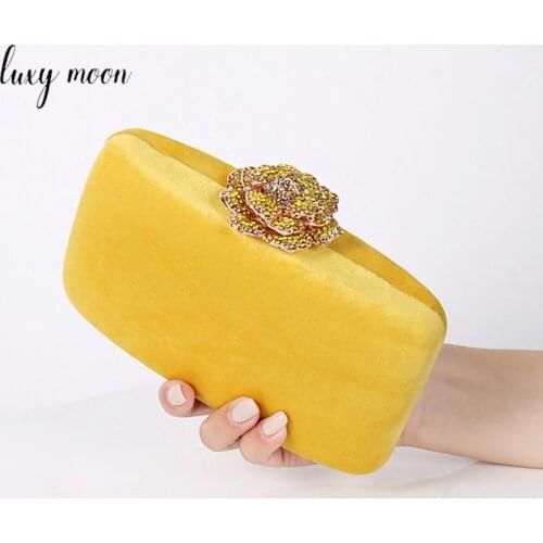 Velvet Clutch Bag for Women Luxury Designer Purse and Handbag Diamond Flower Lock Elegant Evening Bag Wedding Clutch ZD1905