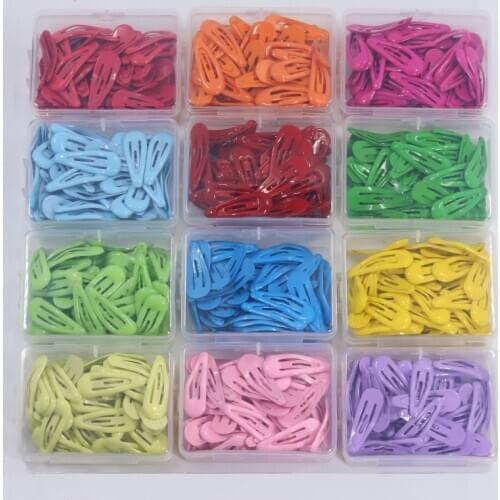 30Pcs/Box Fashion 3cm Hair Clips Kids Metal Snap Hairpins Girls Drop Solid Color Hair Accessories Children Barrettes Headdress