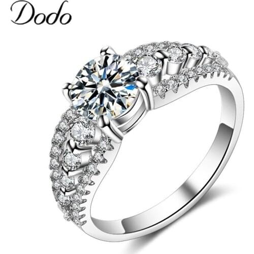 DODO Luxury Exaggerated AAA Cubic Zirconia Rings Silver Color Round Finger Ring For Women Men Wedding anillos mujer Bijoux dm015