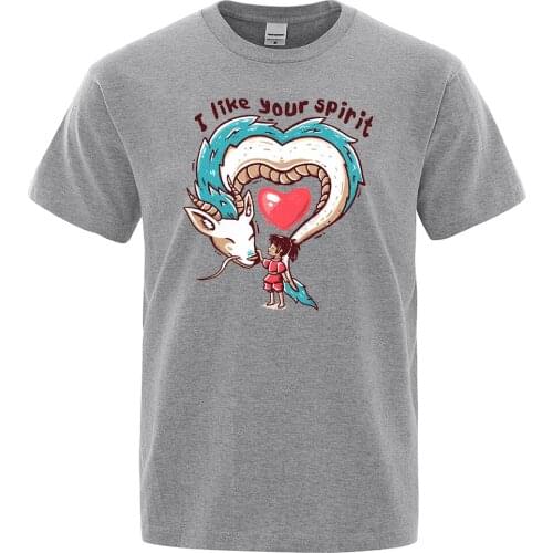 Japan Anime Spirited Away Printing Mens T-shirt Crewneck Breathable Tops Fashion Brand Tees Shirt Man Short Sleeve T-shirts