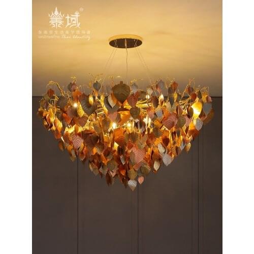 Copper Art Tilia Europaea Branch Art Chandelier New Chinese Style Light Luxury Villa Living Room Zen Tea Room Dining Room