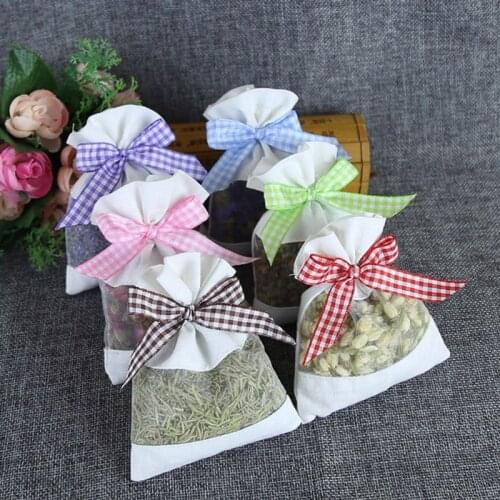 Sachet Empty Bag Cotton Fabric Bag Gauze Bags for storage Dry Flowers Seeds Spice Herbs With Ribbon