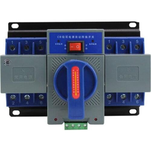 Mini 3P 63A 110V/220V Dual Power Automatic Transfer Switch CB grade ATS mini micro-break type