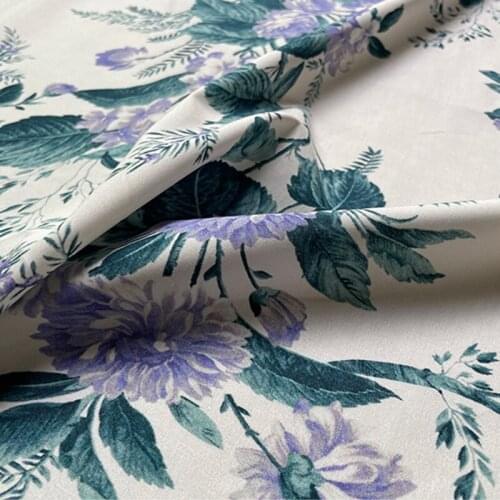 Fashion Brand Fabric Same Paragraph Light Purple Flower Pure Cotton Poplin Womens Clothing High Custom Diy Print Surface Fabric
