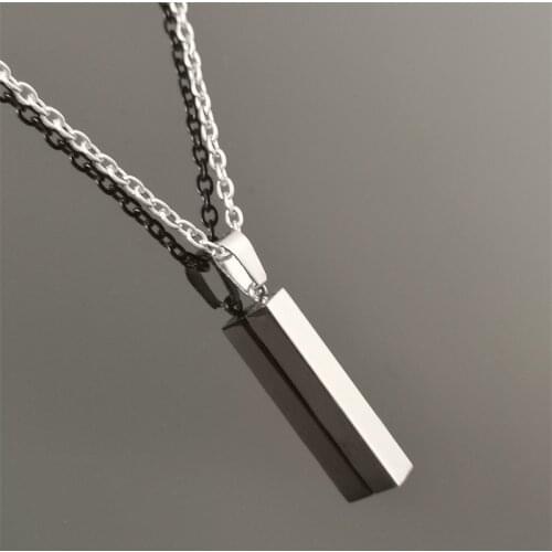 Trendy Stainless Steel Simple Rectangle Pendant Necklace For Men O-Chains Cool Fashion Jewelry Gifts For Men Boys