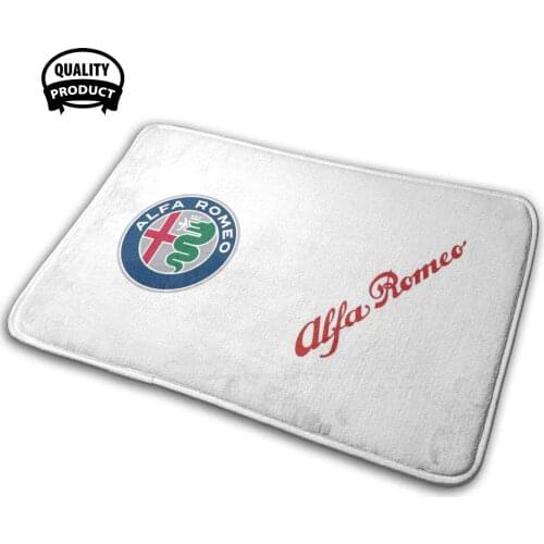 Alfa Badge & Script-Color/White 3D Soft Non-Slip Mat Rug Carpet Cushion Alfa Alfa Romeo Alfa Alfa Script