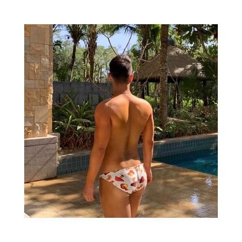 New sexy bright low waist swimwear mushroom print beach swimsuit men swim briefs bikini men swimming shorts spa bathing suit