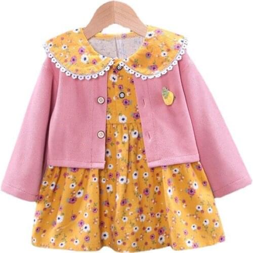 New Spring Autumn Baby Girls Clothes Fashion Children Cute Jacket Prints Dress 2Pcs/Sets Toddler Casual Clothing Kids Tracksuits