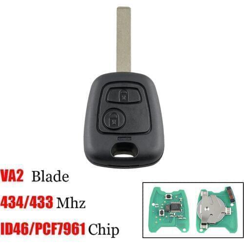 Car Remote Key Keyless Entry Fob 2 Buttons 433MHZ ID46 Chip For Peugeot 307 Replacement Car Key