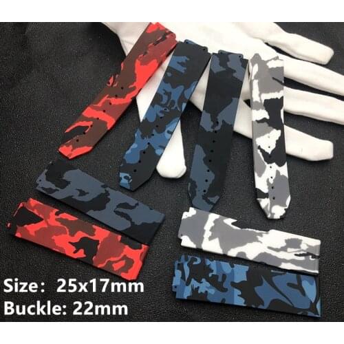 25x17mm Red Blue black Grey camo camoflag Silicone For Hublot belt for Big Bang strap Watchband watch band with HUB logo on