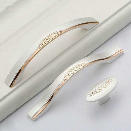 European Zinc Alloy Gold Silver Cabinet Door Handles Drawer Knobs Kitchen Cupboard Door Pulls Furniture Handle Hardware